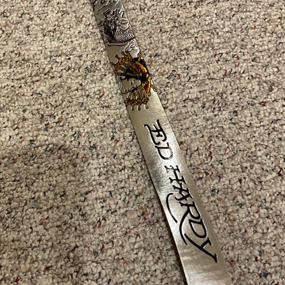 Ed Hardy Silver Metallic Leather Belt main image 11